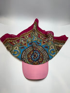 Vintage Paisley Print Scarf Cap (Pink Brim)