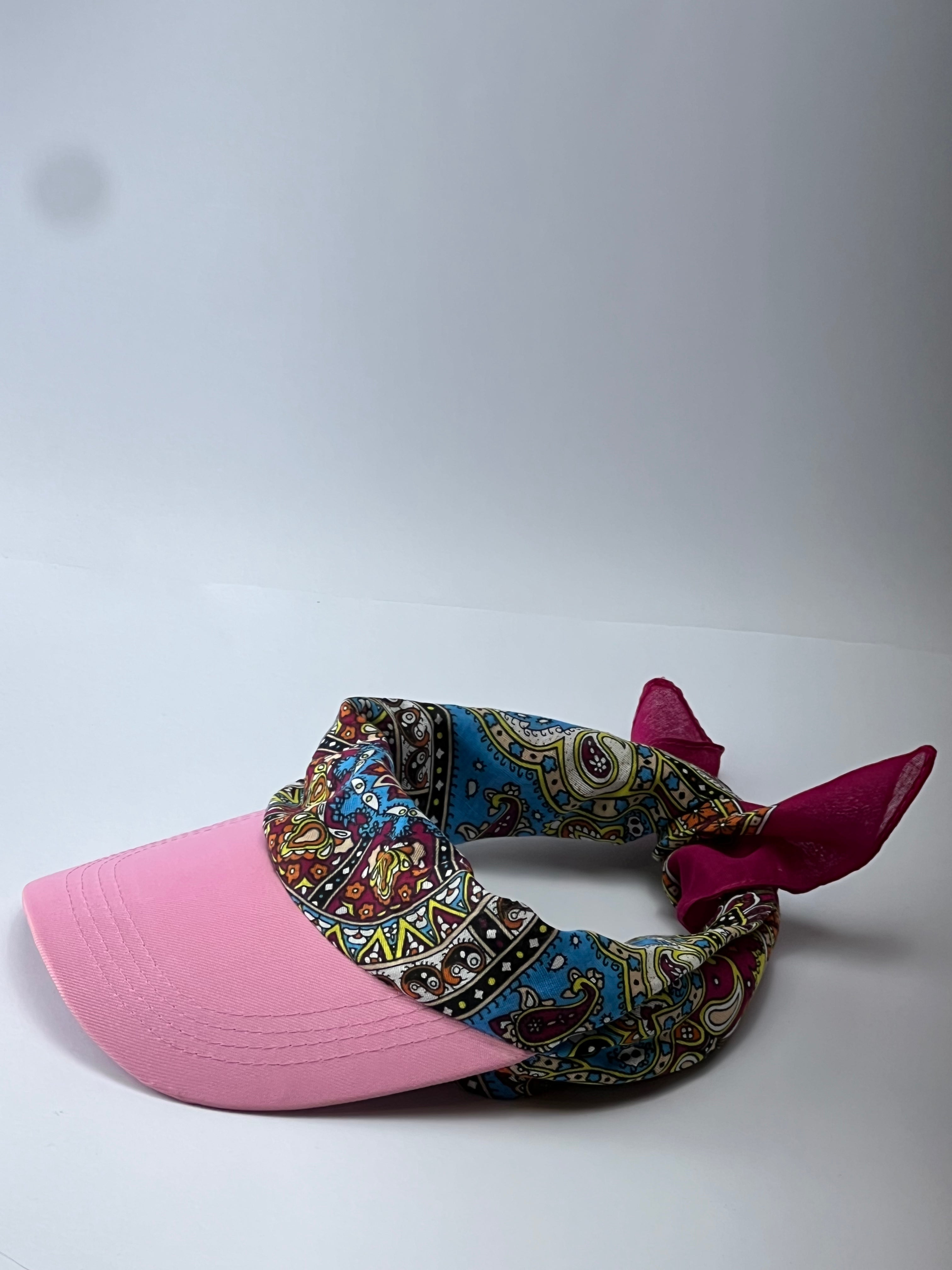 Vintage Paisley Print Scarf Cap (Pink Brim)