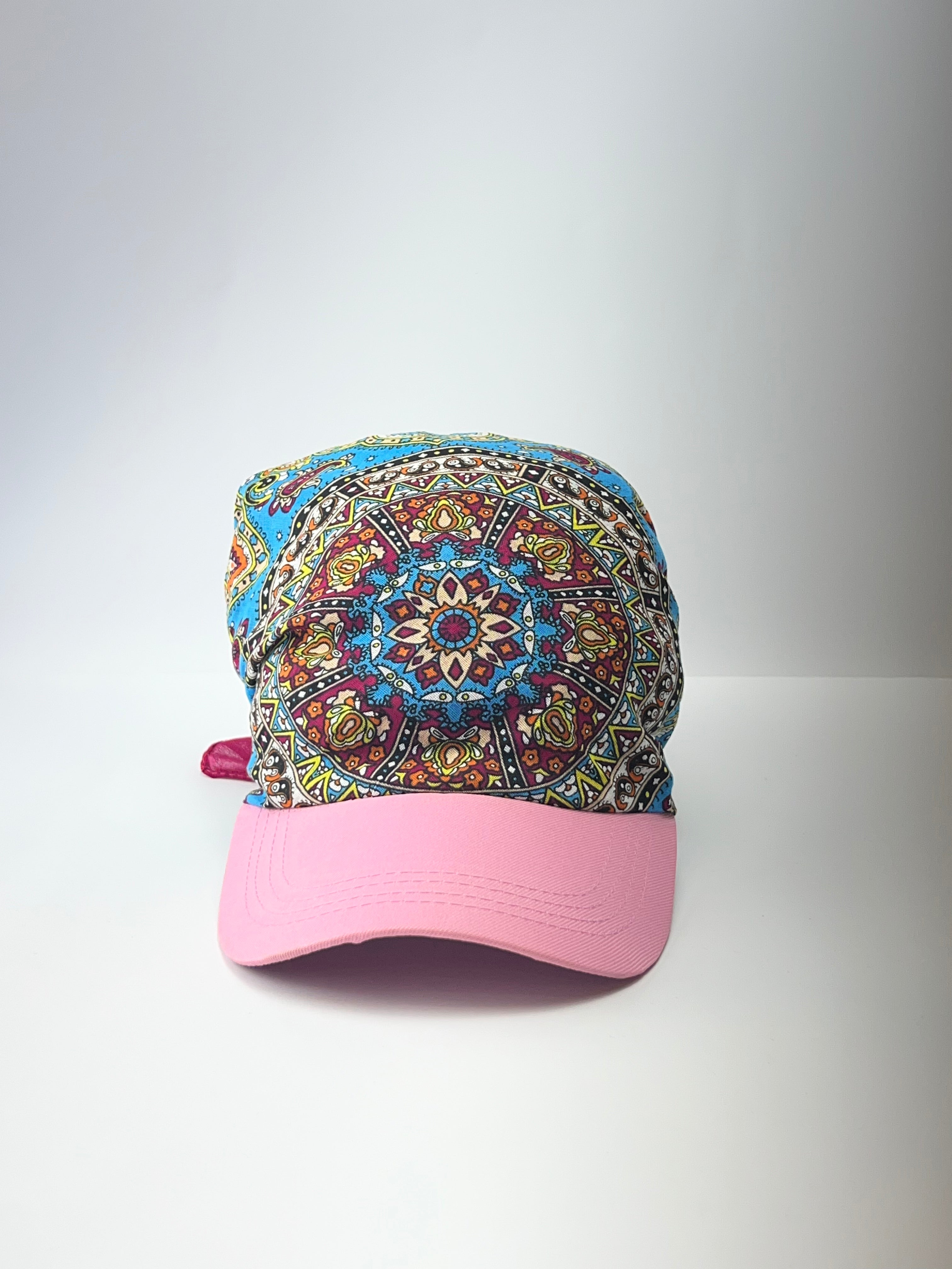 Vintage Paisley Print Scarf Cap (Pink Brim)