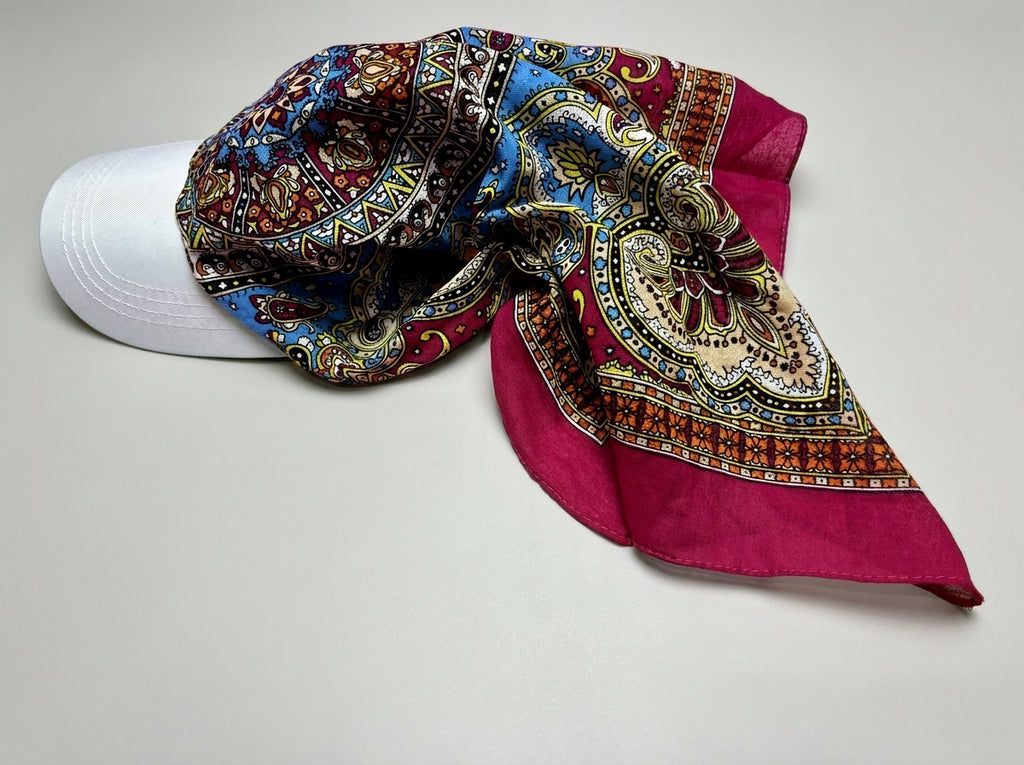 Vintage Paisley Print Scarf Cap (White Brim)