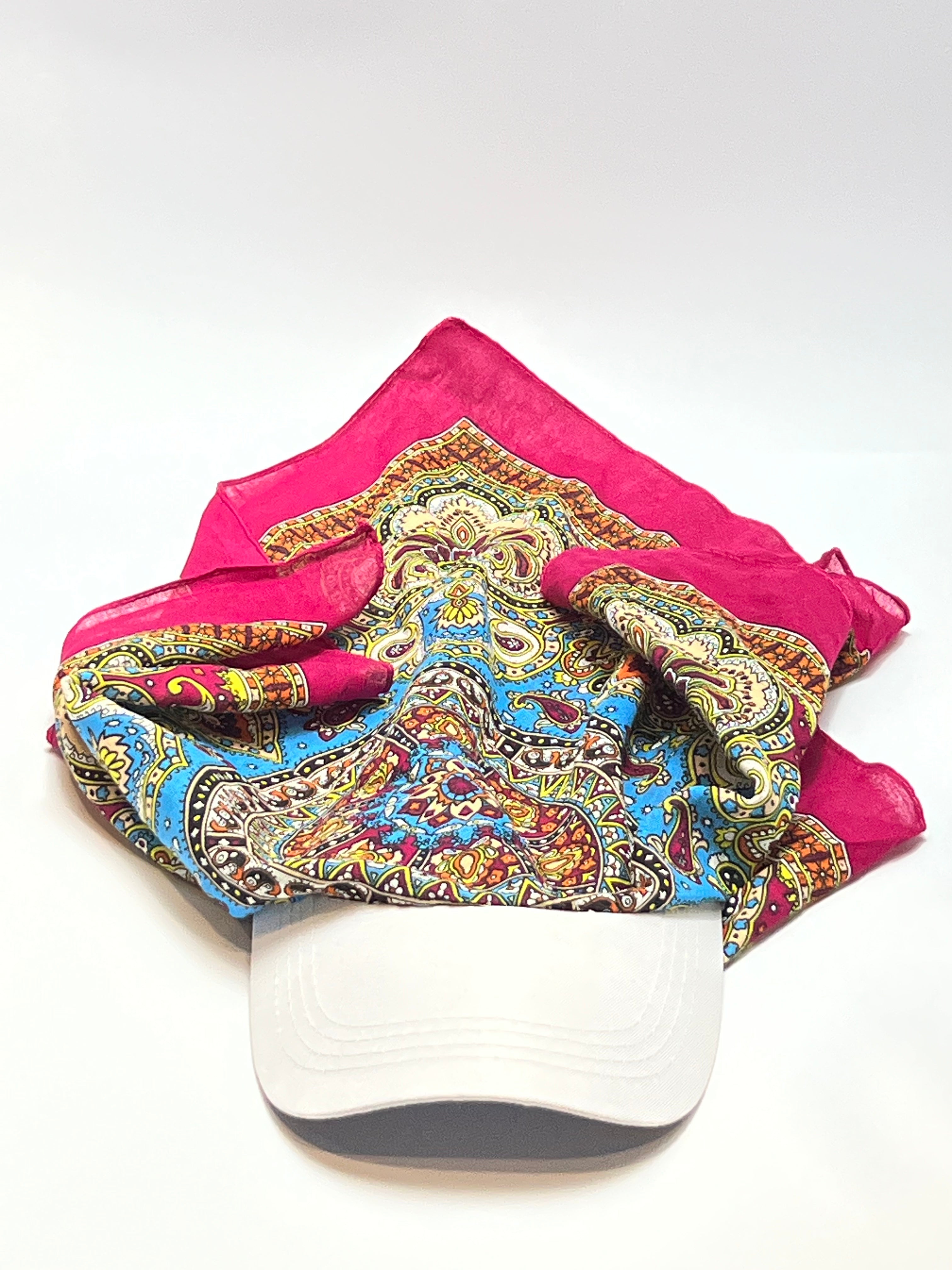 Vintage Paisley Print Scarf Cap (White Brim)