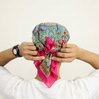 Vintage Paisley Print Scarf Cap (White Brim)