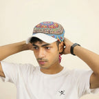 Vintage Paisley Print Scarf Cap (White Brim)