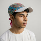 Vintage Paisley Print Scarf Cap (White Brim)